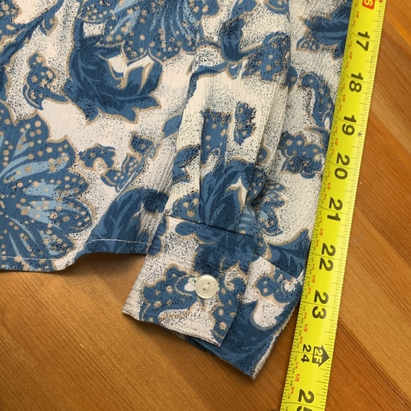 D’Allaird’s Vintage Office Blouse, Lightweight, Opaque, Long Sleeve, Blues - Picture 5 of 10